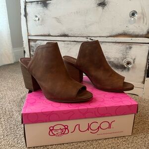 Sugar Brown Peep Toe Booties